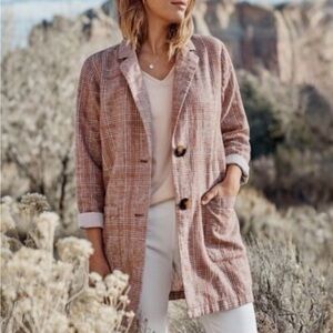 J. Jill Blazer Jacket Linen Blend Women's Harper Henna Plaid | Size 2X | NWT| O2